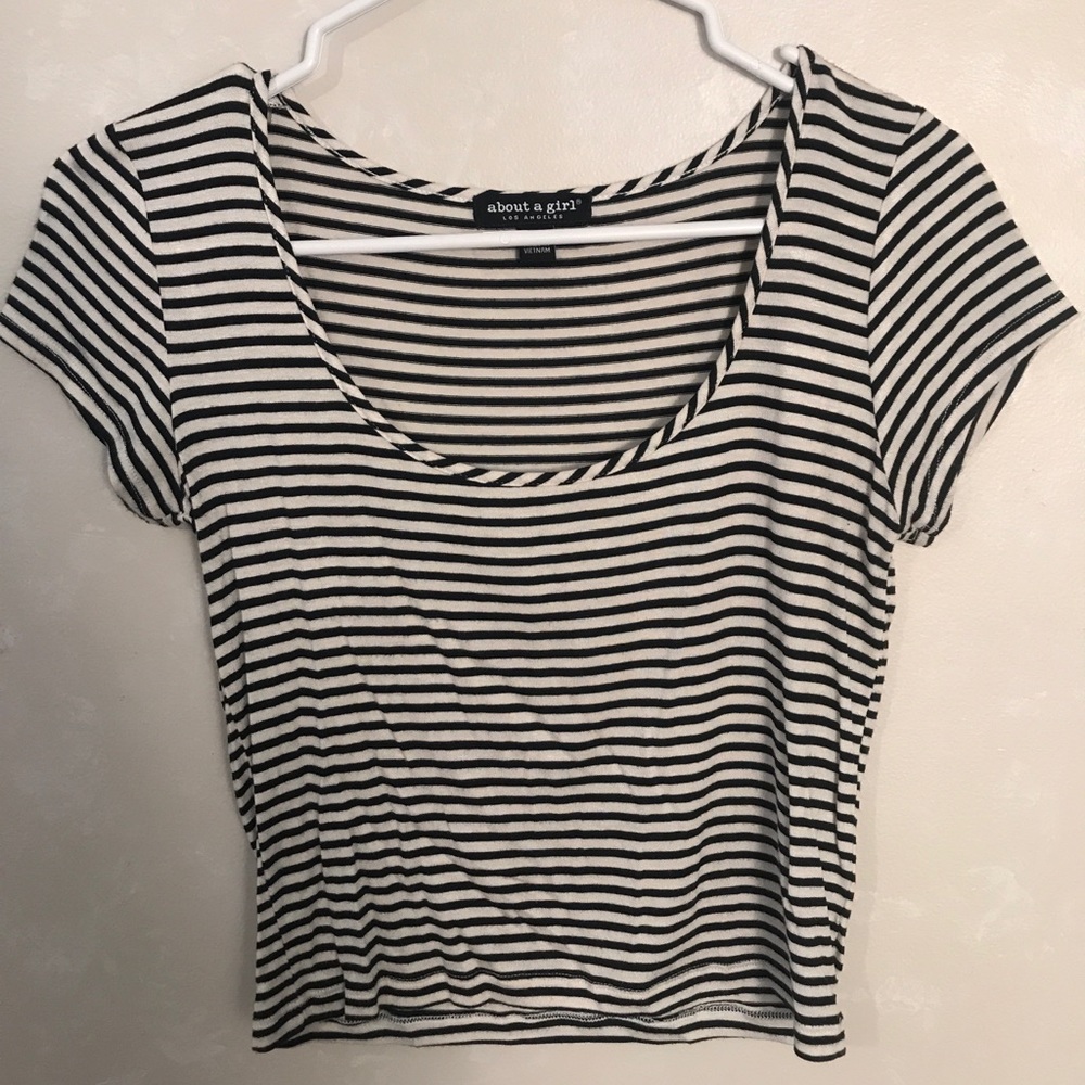 Black and white striped crop top
